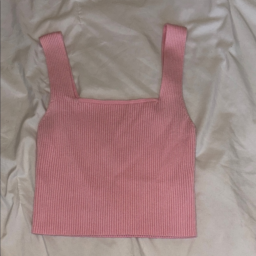 SHEIN Pink Ribbed Tank Top